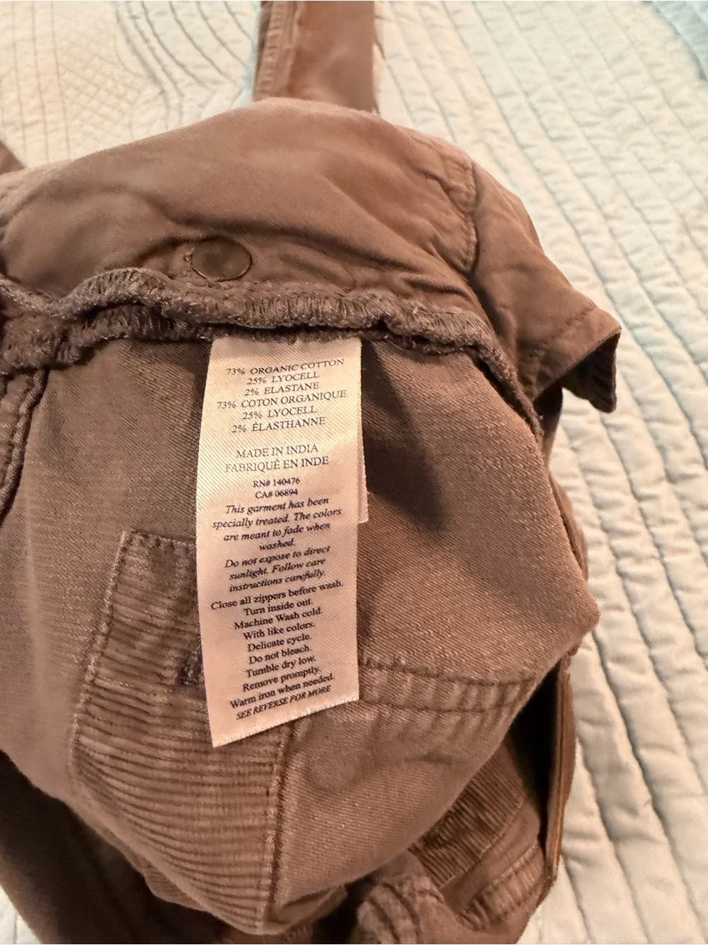 Faherty Men’s Organic Cotton Stretch Corduroy Pants 32 Brown Slim Straight